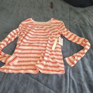 Caslon Red and White Striped Long Sleeve Tee